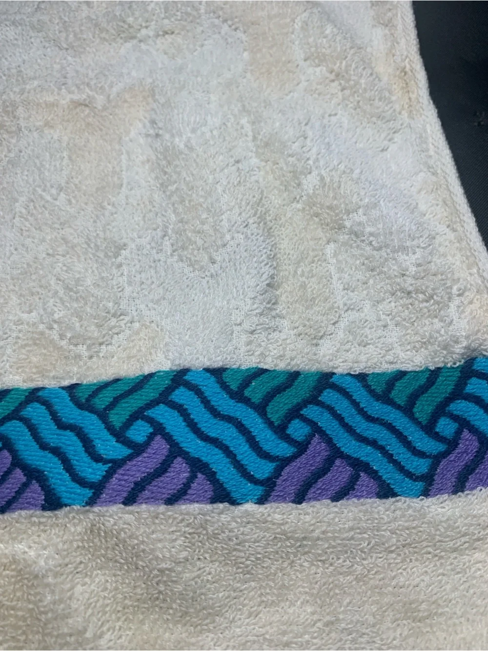 Yves Saint Laurent Cream Towel with Teal and Purple Accent